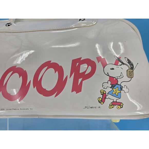 Vtg 1970s Snoopy Peanuts United Feature Syndicate Vinyl Tote Bag 15x7x9" - Rare! - Picture 4 of 15